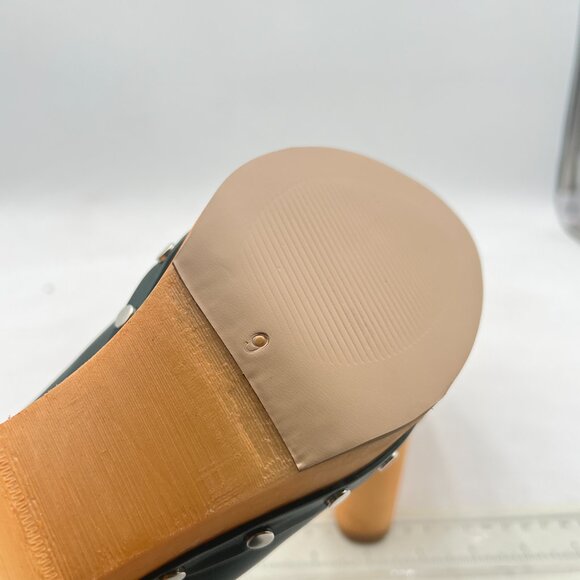 FYS Dark Green Round Toe Slip on Mule Rivet Studded High Heel Wedges Dressy Shoe - Picture 6 of 8